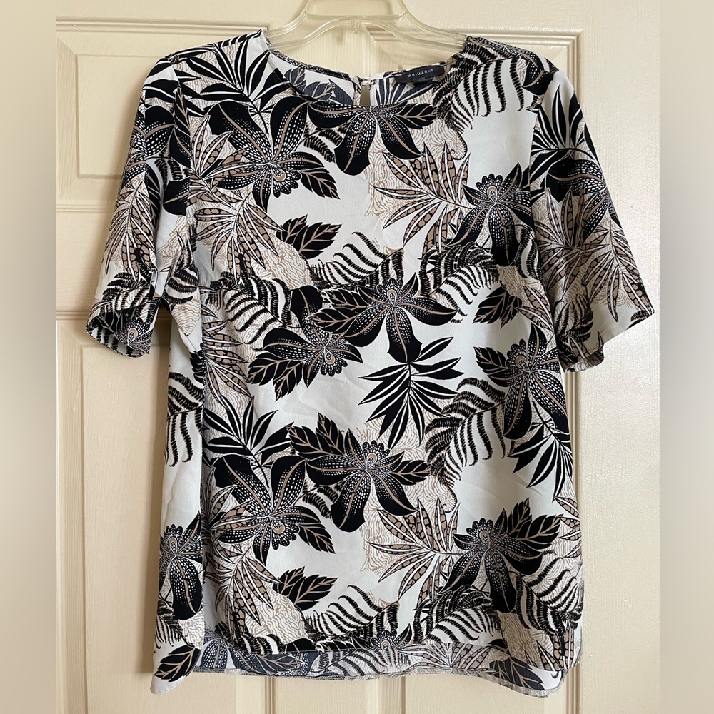 Floral Black and White Women's Top